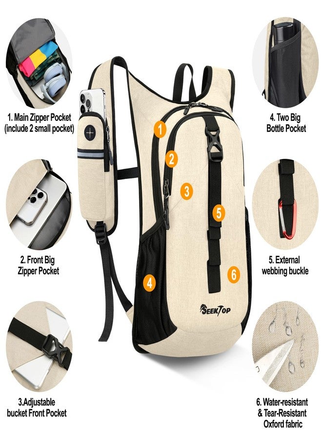 Seektop 15L Small Hiking Backpack for Women Men, Lightweight Hiking Packable Daypack with Phone Pocket for Travel Camping, Beige, 15 Liters, Hiking, Camping, Travel, Leisure - Image 3