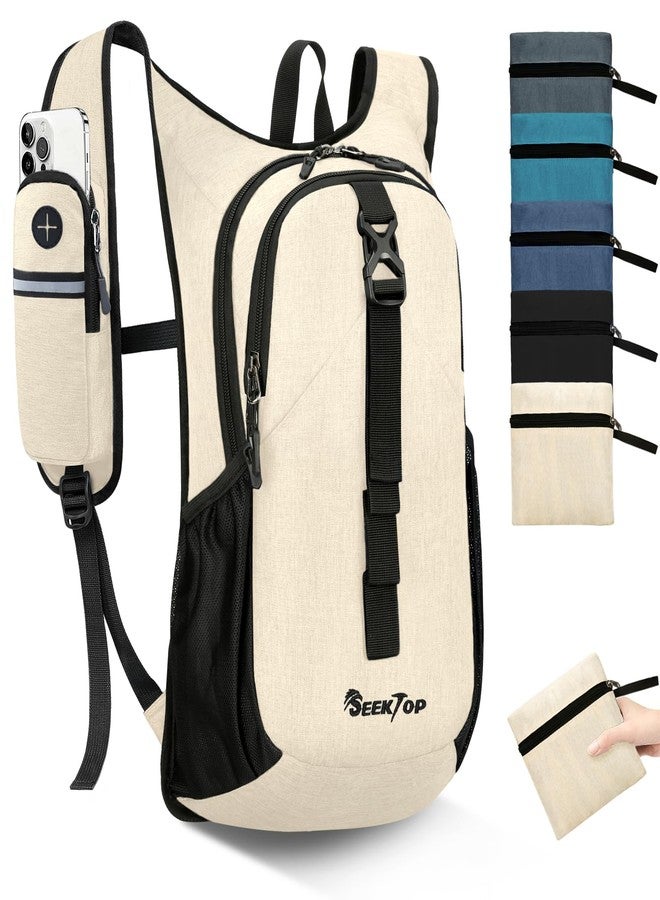 Seektop 15L Small Hiking Backpack for Women Men, Lightweight Hiking Packable Daypack with Phone Pocket for Travel Camping, Beige, 15 Liters, Hiking, Camping, Travel, Leisure - Image 1