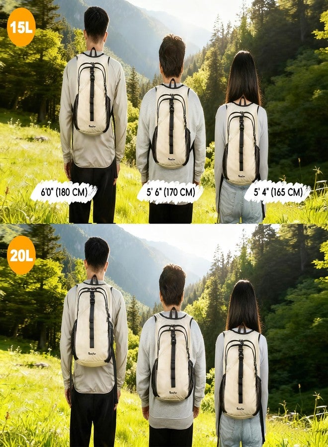 Seektop 15L Small Hiking Backpack for Women Men, Lightweight Hiking Packable Daypack with Phone Pocket for Travel Camping, Beige, 15 Liters, Hiking, Camping, Travel, Leisure - Image 2