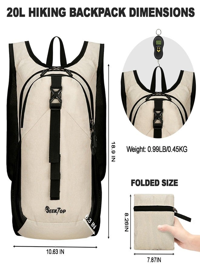 Seektop 15L Small Hiking Backpack for Women Men, Lightweight Hiking Packable Daypack with Phone Pocket for Travel Camping, Beige, 15 Liters, Hiking, Camping, Travel, Leisure - Image 5