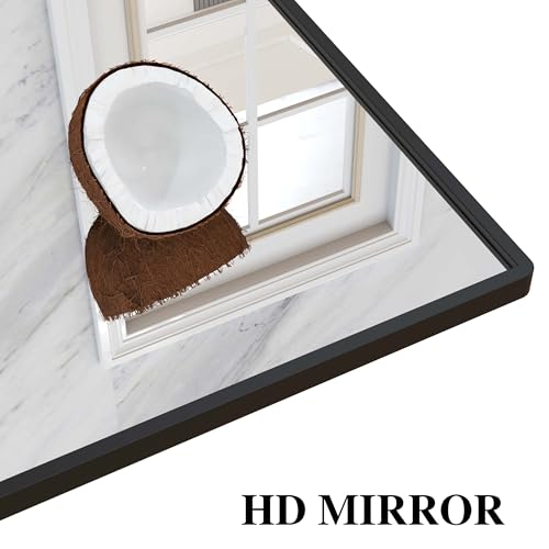 WONSTART 45" X 16" Black Wall Mirror with Shelf and Hooks, Rectangle Mirror for Wall, 3 Trays and 12 Removable Hooks,for Living Room, Hallway, Bedroom (Black-Square) - Image 4