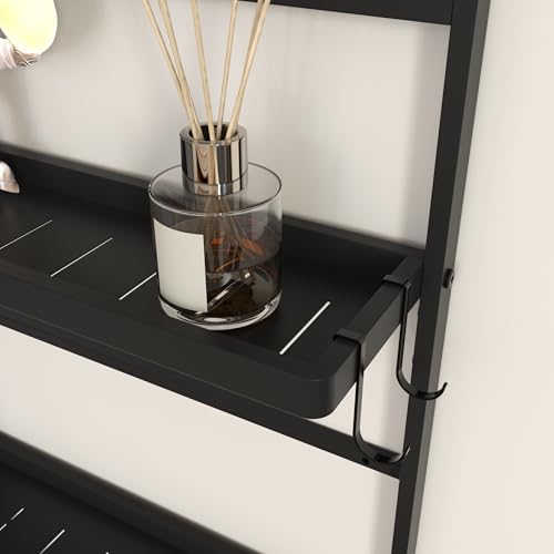 WONSTART 45" X 16" Black Wall Mirror with Shelf and Hooks, Rectangle Mirror for Wall, 3 Trays and 12 Removable Hooks,for Living Room, Hallway, Bedroom (Black-Square) - Image 5