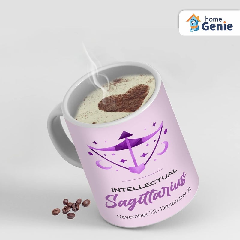 HOME GENIE Zodiac Mugs Ceramic CoffeeTeaMilk Mug Ideal Gift for GirlsBoys Sagittarius with Free Best Wishes Tag - Image 3