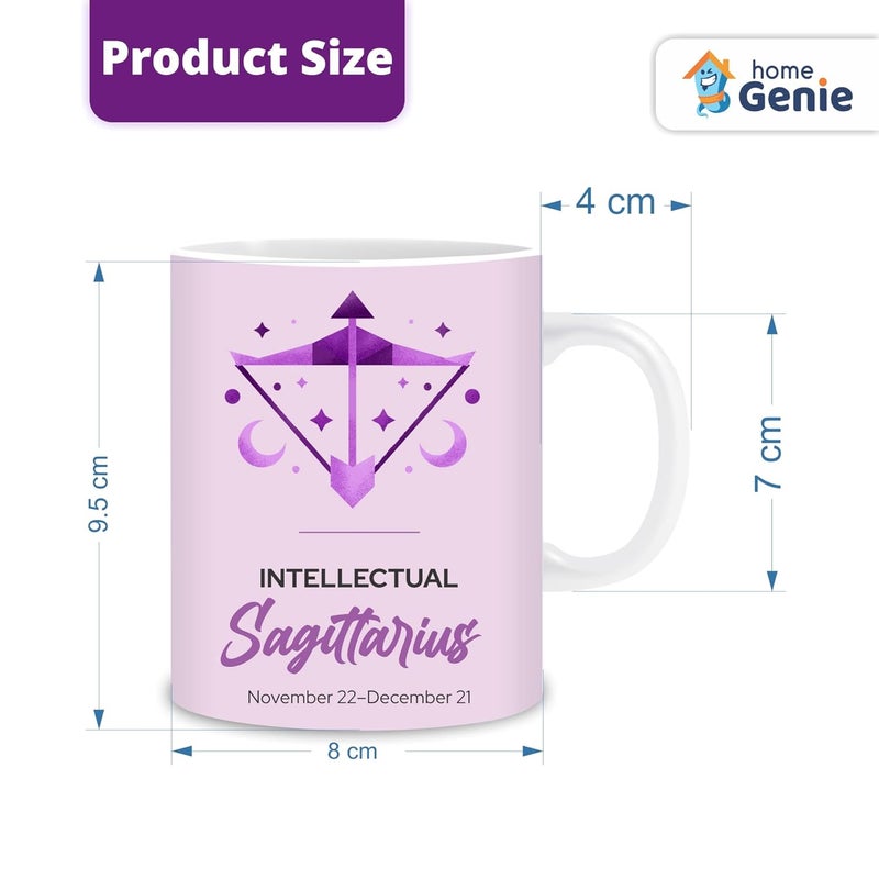HOME GENIE Zodiac Mugs Ceramic CoffeeTeaMilk Mug Ideal Gift for GirlsBoys Sagittarius with Free Best Wishes Tag - Image 2