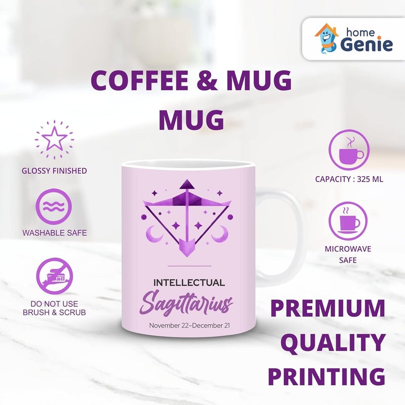 HOME GENIE Zodiac Mugs Ceramic CoffeeTeaMilk Mug Ideal Gift for GirlsBoys Sagittarius with Free Best Wishes Tag - Image 5