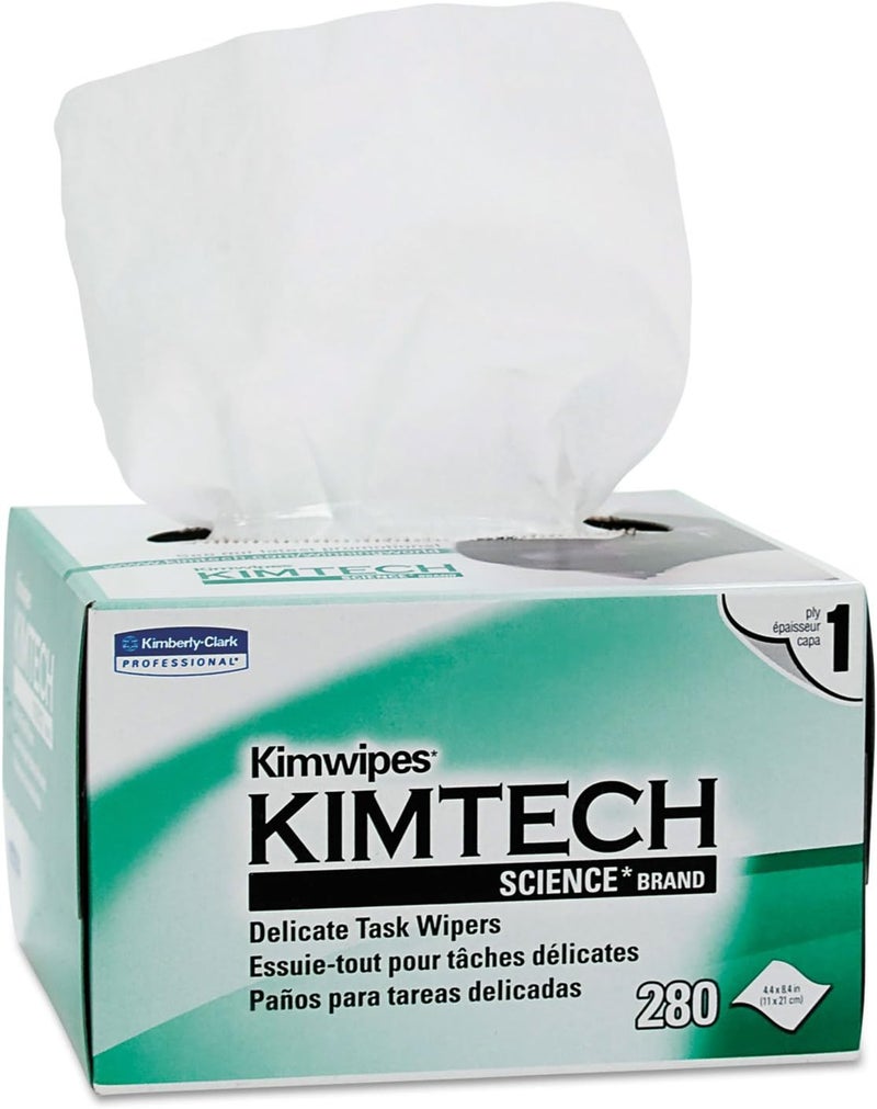 KIMTECH 34120 KIMWIPES Delicate Task Wipers, 1-Ply, 4 2/5 x 8 2/5, 280/Box, 30 Boxes/Carton - Image 1