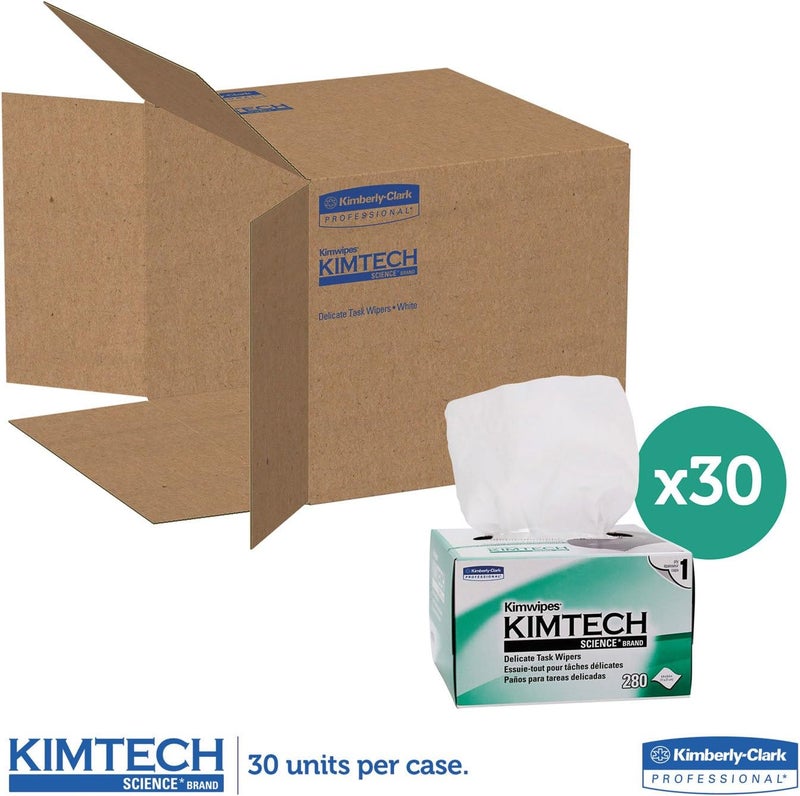 KIMTECH 34120 KIMWIPES Delicate Task Wipers, 1-Ply, 4 2/5 x 8 2/5, 280/Box, 30 Boxes/Carton - Image 4