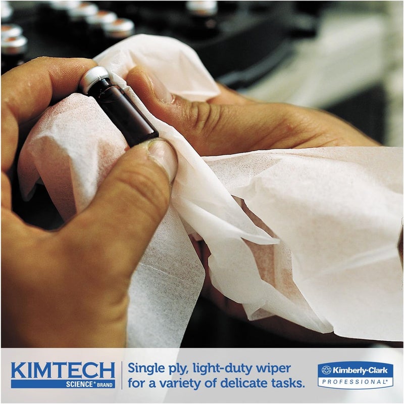 KIMTECH 34120 KIMWIPES Delicate Task Wipers, 1-Ply, 4 2/5 x 8 2/5, 280/Box, 30 Boxes/Carton - Image 2