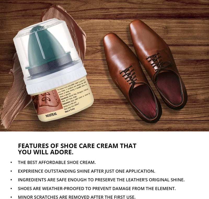 WBM W Shoe Care Shoe Cream with Sponge Applicator Protects Leather from Scuffs and Scratches Best for All Kind of Leather Surfaces Professional Shine with Black Brown  Neutral - Image 4