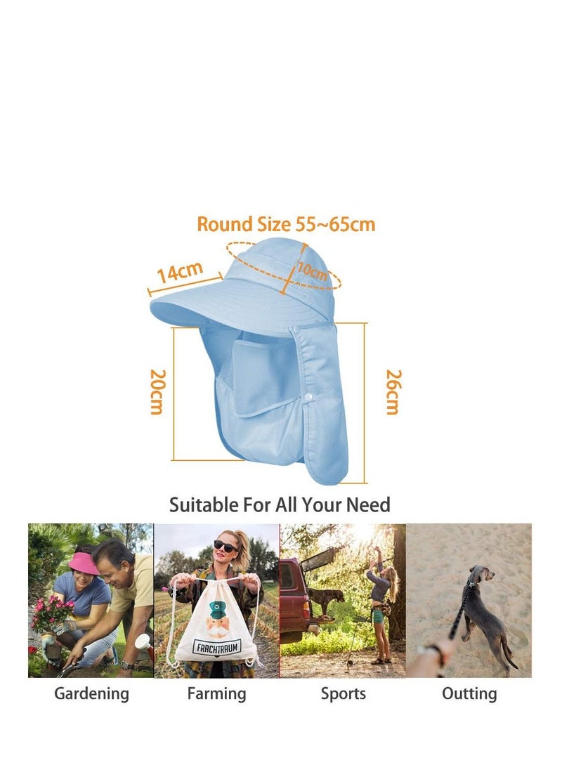 SYOSI Wide Brim Sun Hat, Fishing Hat Cap for Men & Women, Outdoor UV Sun Protection Hat, Women Sun Face Mask Visor Hat, Waterproof Breathable Hiking Hat, UPF 50 Protection Bucke (Sky Blue)  - Image 3