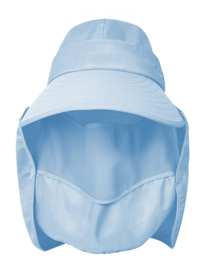 SYOSI Wide Brim Sun Hat, Fishing Hat Cap for Men & Women, Outdoor UV Sun Protection Hat, Women Sun Face Mask Visor Hat, Waterproof Breathable Hiking Hat, UPF 50 Protection Bucke (Sky Blue)  - Image 2
