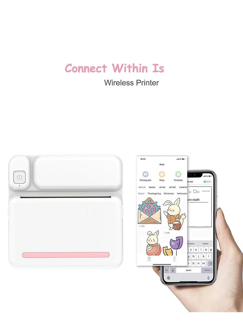 Generic Mini Thermal Printer Bluetooth Pocket Printer Portable Inkless Sticker Printer for Notes/Lists/Label/Memo/Scrapbook, Photos Compatible with iPhone iOS  Android or Tablet (with 6 Roll Paper)  - Image 3