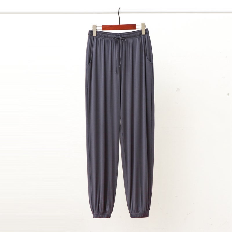 Mens Modal Pajama Pants Ankle Pants Spring and Summer Large Size Loose Large Size Thin Home Pants Korean New Arrival Light gray - Image 4