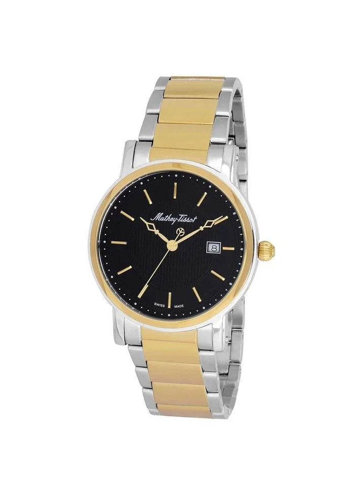 Mathey-Tissot City Metal Black Dial Men's Watch HB611251MBN Analog Display Stainless Steel Strap