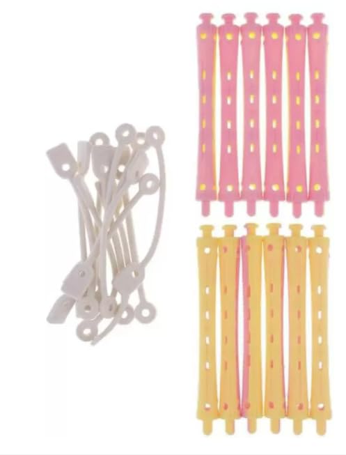 Generic Trendy PACK OF 12 PERMING RODS ROLLERS PERM CURLER FOR WAVES STYLING Hair Curler Multicolor - Image 3