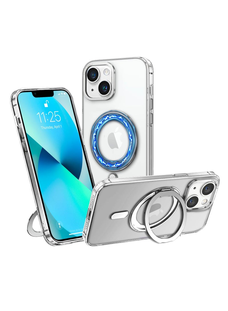 Aookay 360° Rotatable Ring For iPhone 15 Phone Case Compatible With Magsafe With Stand Magnetic Ring Holder ShockProof Transparent Back Slim Cover  - Image 1