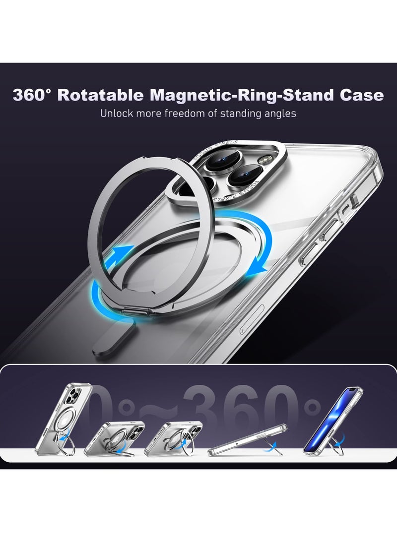 Aookay 360° Rotatable Ring For iPhone 15 Phone Case Compatible With Magsafe With Stand Magnetic Ring Holder ShockProof Transparent Back Slim Cover  - Image 4