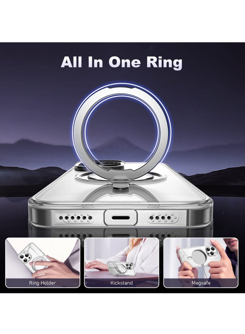 Aookay 360° Rotatable Ring For iPhone 15 Phone Case Compatible With Magsafe With Stand Magnetic Ring Holder ShockProof Transparent Back Slim Cover  - Image 3