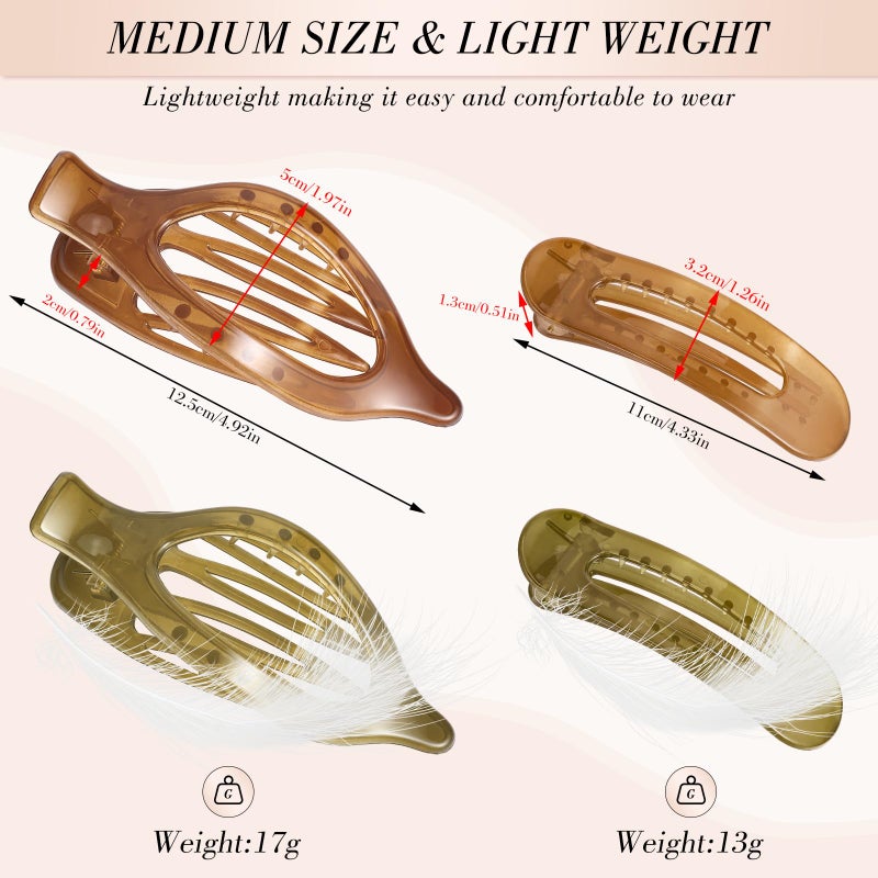 obeoby 8 PCS Flat Hair Clips, 4 Colors Flat Claw Clips 2 Styles Hair Claws for Women Girls Medium Hair Volume - Image 2