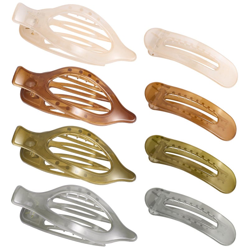 obeoby 8 PCS Flat Hair Clips, 4 Colors Flat Claw Clips 2 Styles Hair Claws for Women Girls Medium Hair Volume - Image 1