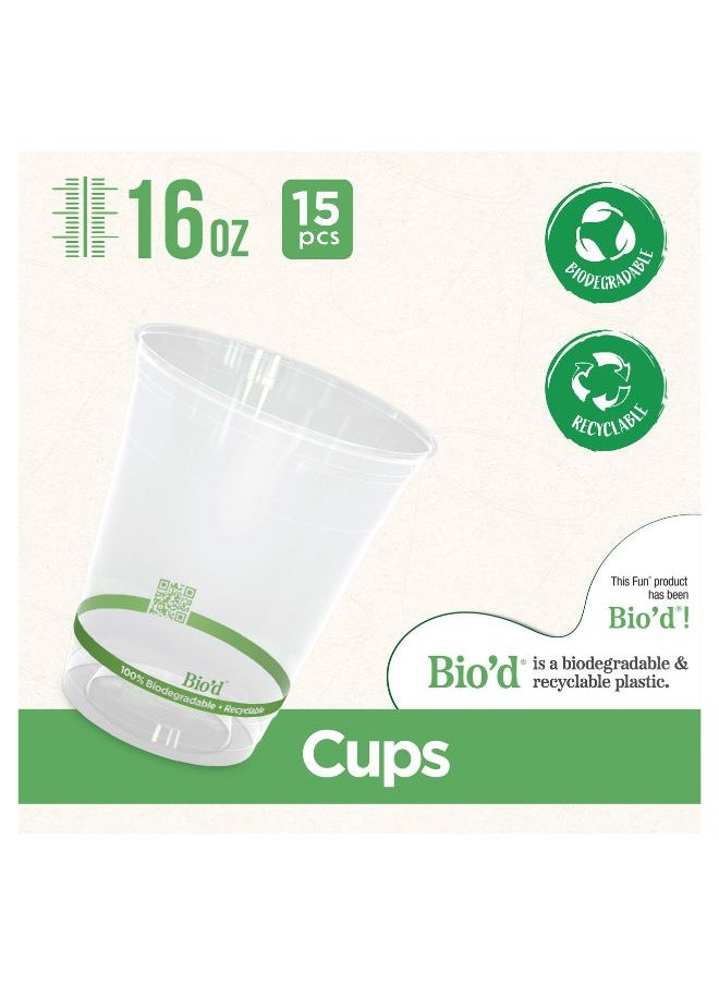 Fun Biodegradable Clear Cup 15 Pcs  - Image 2