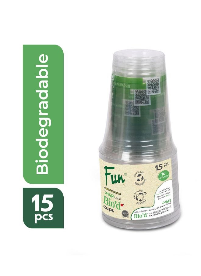 Fun Biodegradable Clear Cup 15 Pcs  - Image 1