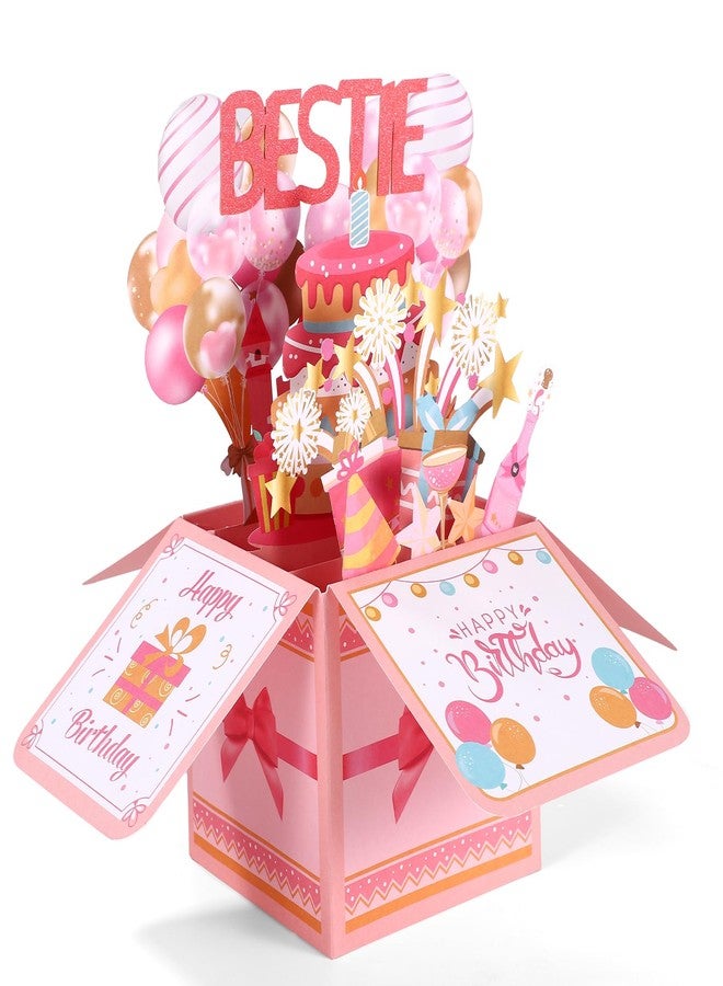 Gosknor Bestie Birthday Pop Up Card, Funny 3D Birthday Greeting Card with Envelope Creative Gift for Bestie Girls Women Party Decoration Keepsake - Image 1