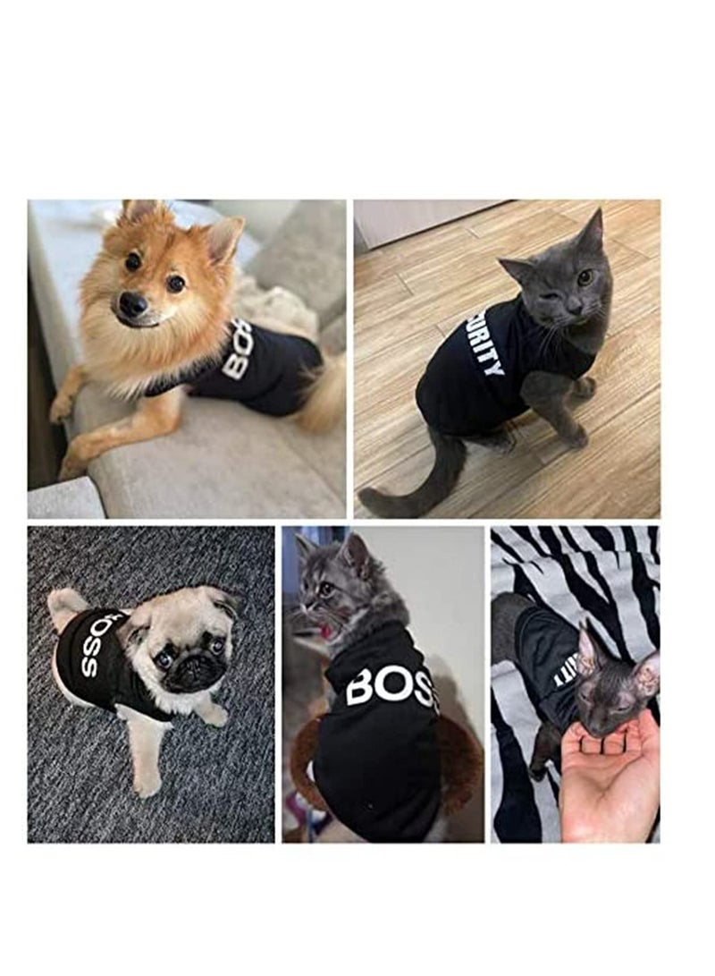 4 Pack Pet Clothing for Small Dogs and Cats Winter and Summer Outfits for Chihuahua and Yorkies Funny T-Shirt Vest Black Security Apparel Gift