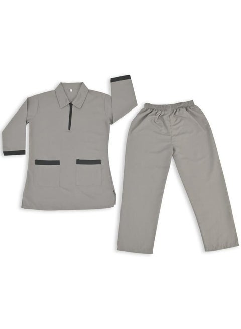 مجموعة زي خادمة نسائية من قطعتين ، سترة بأكمام 3/4 مع ياقة ، طقم فستان خادمة ومربية مع بنطلون طويل ، فستان خدامة ، طقم فرك