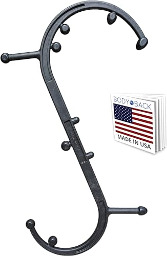أداة تدليك يدوية كلاسيكية من Body Back Buddy مصنوعة في الولايات المتحدة الأمريكية أداة نقاط الزناد للجسم بالكامل لتخفيف آلام الأنسجة العميقة مع خطافين للظهر والكتف والرقبة 20 أسود