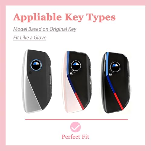 TECARATE for BMW Key Fob Cover - Soft TPU Key Protector for 2023 2024 2025 7 Series IX I5 M60 X5 X7 X6 IX I7 Car Key Case with Nice Keychain(White) - Image 2