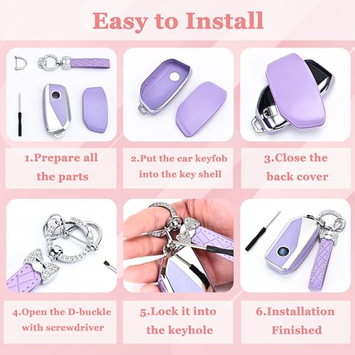 TECARATE for BMW Key Fob Cover - Soft TPU Key Protector for 2023 2024 2025 7 Series IX I5 M60 X5 X7 X6 IX I7 Car Key Case with Nice Keychain(White) - Image 4