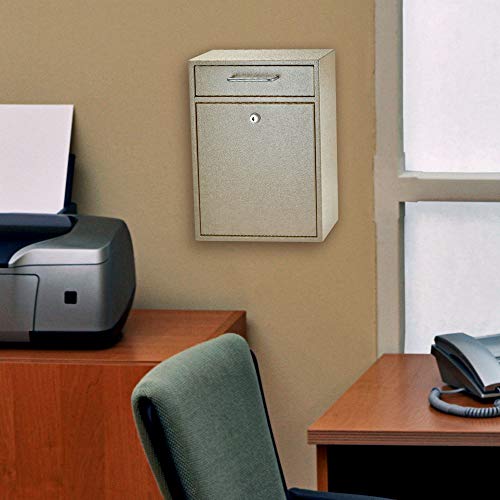 Mail Boss 7419 High Mounted Mailbox-Office Drop Comment Letter Deposit, Tan Secure Heavy Duty Vertical Wall Hanging Locked Steel Delivery Box - Image 2