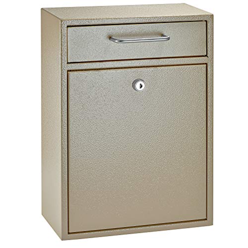Mail Boss 7419 High Mounted Mailbox-Office Drop Comment Letter Deposit, Tan Secure Heavy Duty Vertical Wall Hanging Locked Steel Delivery Box - Image 1