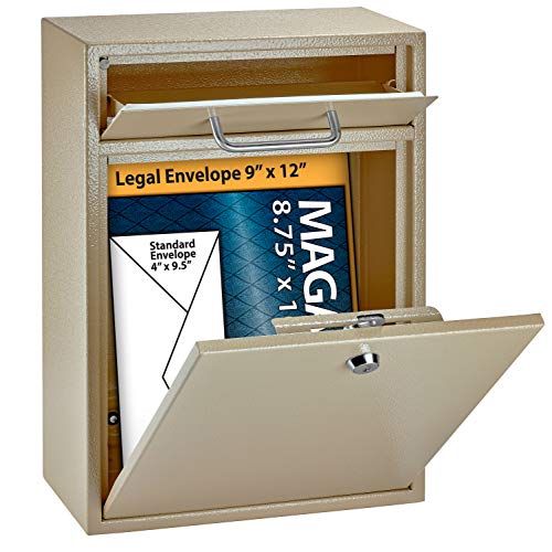 Mail Boss 7419 High Mounted Mailbox-Office Drop Comment Letter Deposit, Tan Secure Heavy Duty Vertical Wall Hanging Locked Steel Delivery Box - Image 5