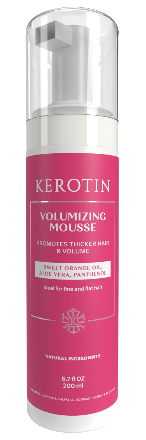 Kerotin Volumizing Mousse Root Volumizer Hair Thickening Styling Foam for Volume Texture  Body Tames Frizz  Flyaways Ideal for Fine and Thin Hair Cruelty Free Made in the USA