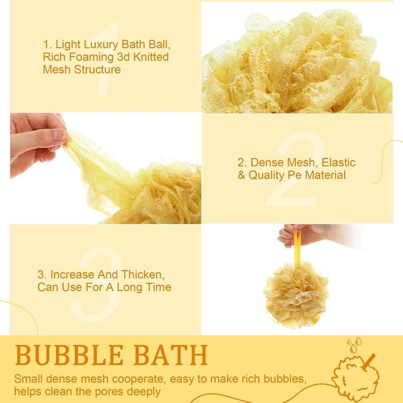 FuWeave 12 قطعة لوفة استحمام إسفنجية 50 جرام فرشاة ظهر ناعمة شبكة إسفنجية مقشر لوفا للرجال والنساء أدوات استحمام ملحقات تنظيف ذهبية - Image 3