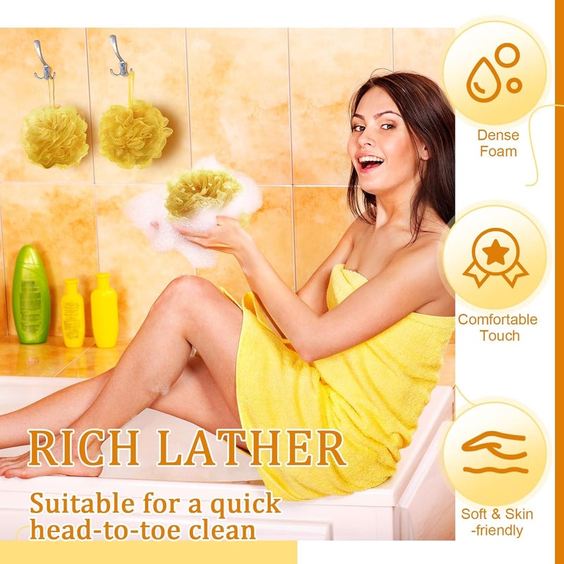 FuWeave 12 قطعة لوفة استحمام إسفنجية 50 جرام فرشاة ظهر ناعمة شبكة إسفنجية مقشر لوفا للرجال والنساء أدوات استحمام ملحقات تنظيف ذهبية - Image 4