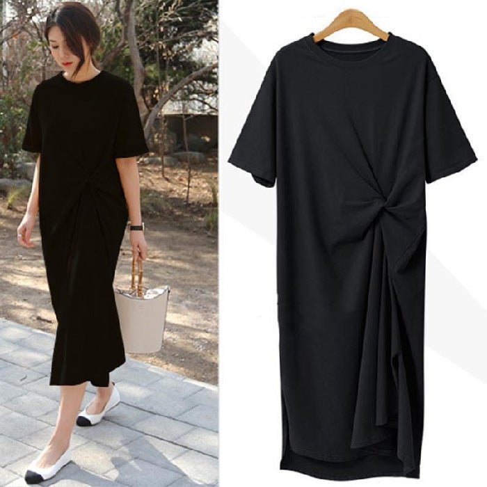 2021 New Arrival Skirt Loose Casual French Niche Dress Large Size Long T-Shirt Skirt Summer Yellow - Image 3