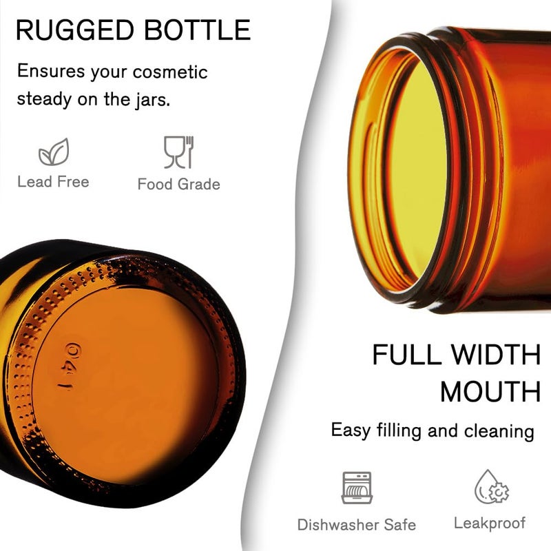Tecohouse 4 oz Glass Jars with Lids, 2 Pack Amber Jars with Lids & Inner Liners, Wide Mouth | Glass Black Mason Jars for Cream, Lotion, Honey, Jam, Jelly | Kitchen & Home - Image 2
