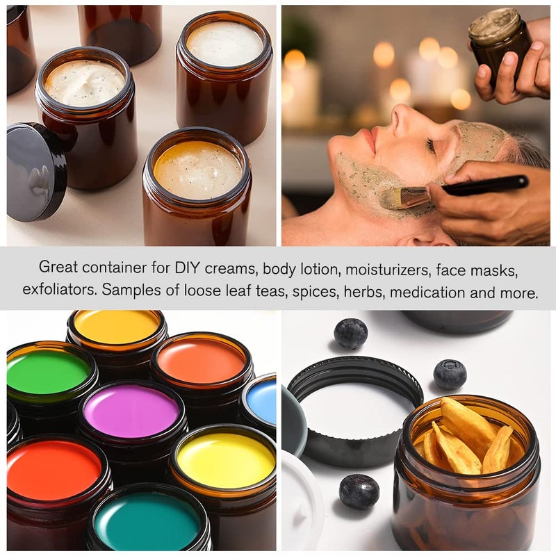 Tecohouse 4 oz Glass Jars with Lids, 2 Pack Amber Jars with Lids & Inner Liners, Wide Mouth | Glass Black Mason Jars for Cream, Lotion, Honey, Jam, Jelly | Kitchen & Home - Image 5