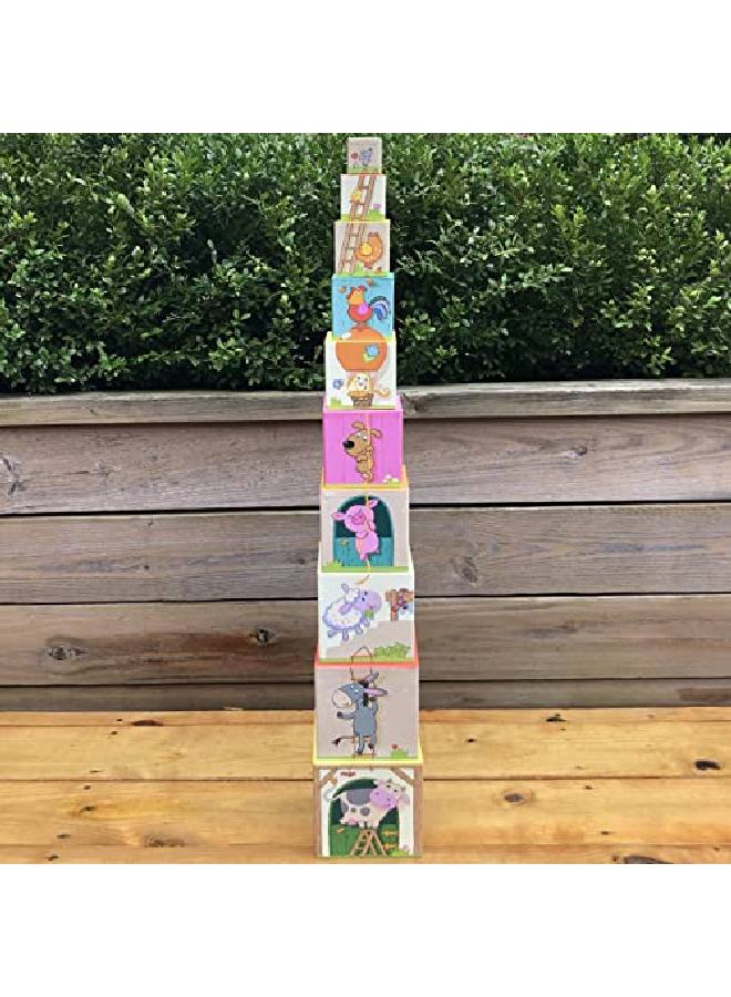 HABA On The Farm Sturdy Cardboard Nesting & Stacking Cubes Reinforcing Numbers 1 To 10 - Image 5