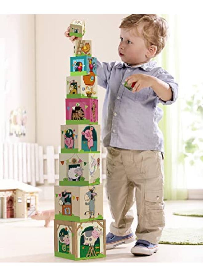 HABA On The Farm Sturdy Cardboard Nesting & Stacking Cubes Reinforcing Numbers 1 To 10 - Image 3