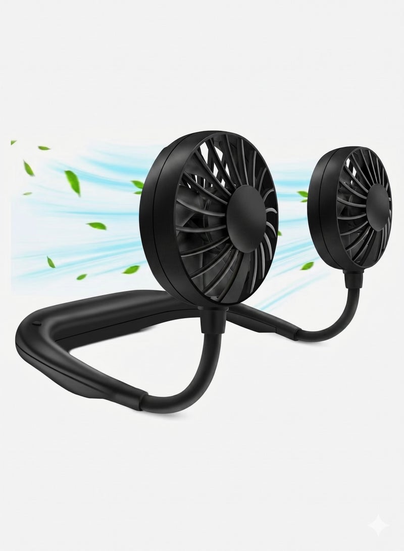 Portable Neck Fans, Personal Neckband Fan Rechargeable Head Fans for Face, Headphone Wearable USB Neck Round Fan, 3 Speed ​​Desk Fan for Cooking Cleaning Duties Hot Flushes Traveling Office -RA50