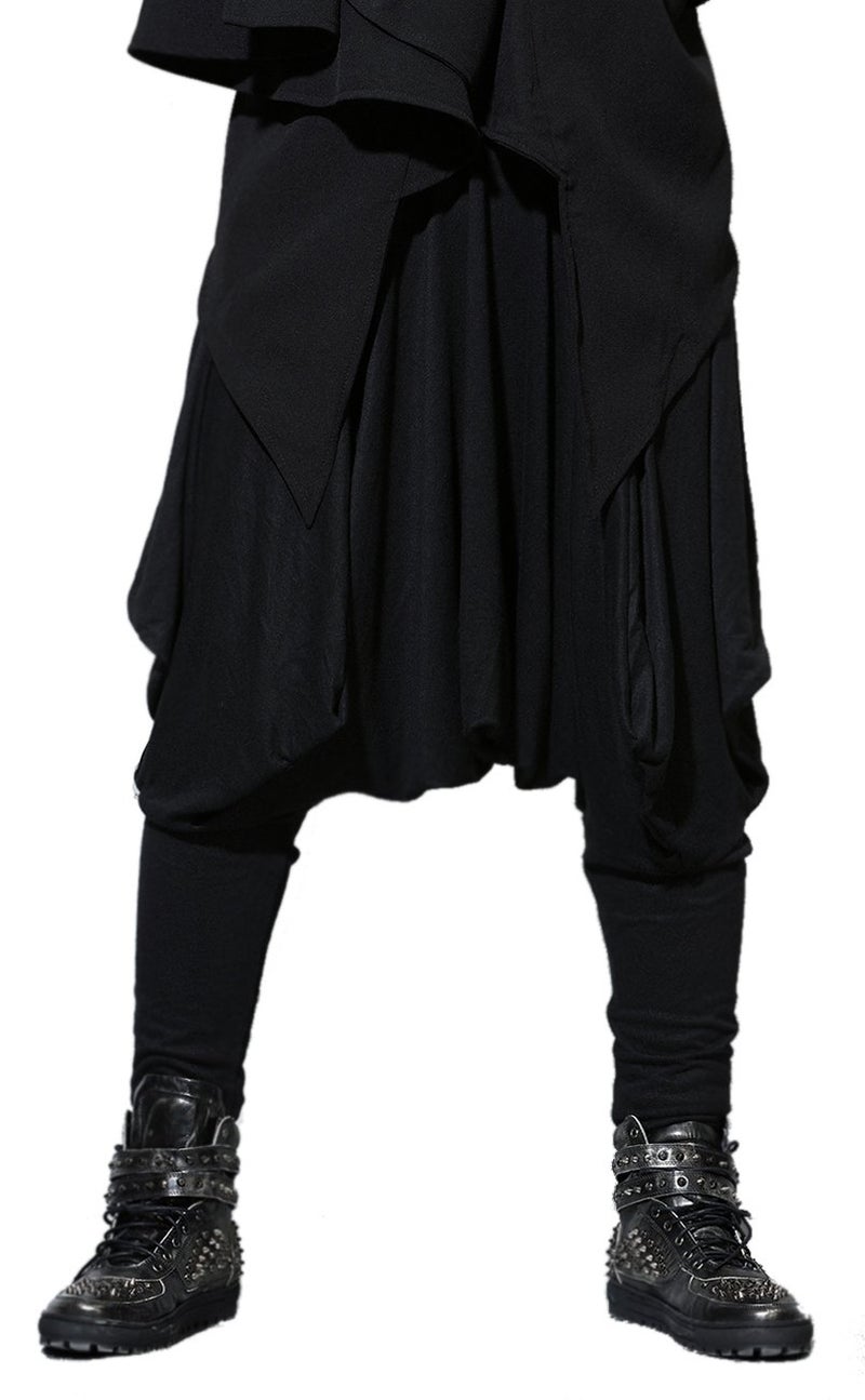 ellazhu Men's Harem Pants Elastic Waist Black Sweaterpants for Men Yoga David Rose Costume Baggy Joggers GYM22 L - Image 1