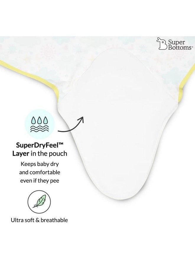 Superbottoms - Dry Feel Swaddle Wrap For Newborn ; Superdryfeel Layer To Keep Baby Dry ; Extra Soft ; 100% Cotton ; Easy To Wear Travelfriendly Wrapper ; 03 Months Baby Wrappers ; Happy Clouds - Image 1