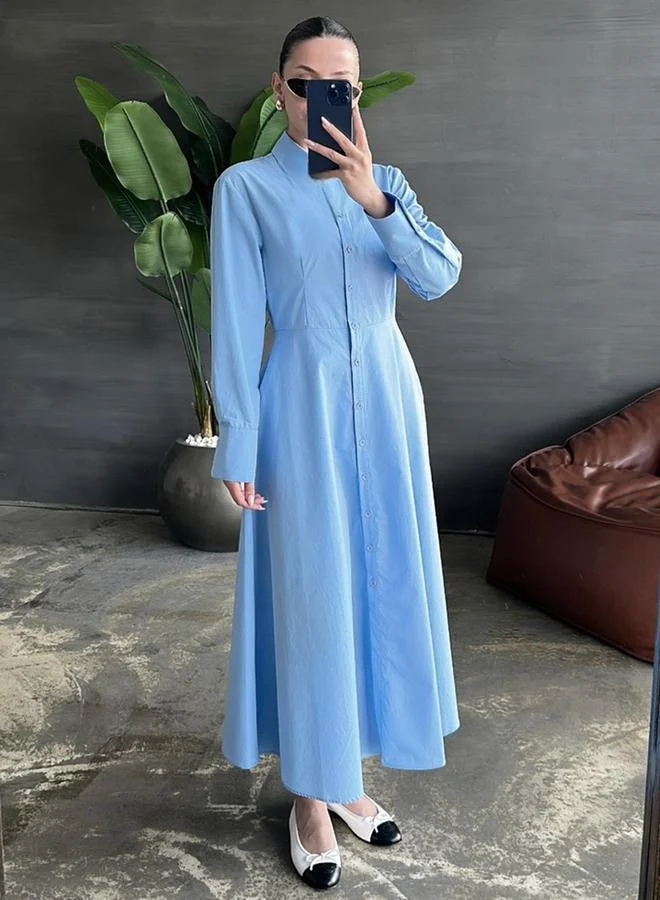 Take Two Take Two Solid Long Sleeve Button Shirt Midi Dress
