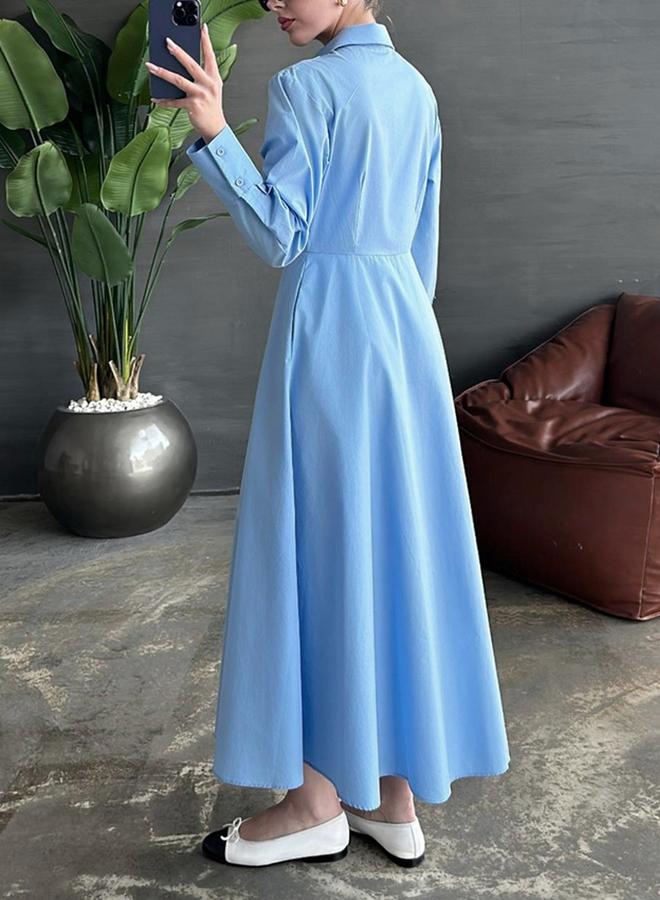 تايك تو فستان ميدي سادة بأكمام طويلة - Image 4