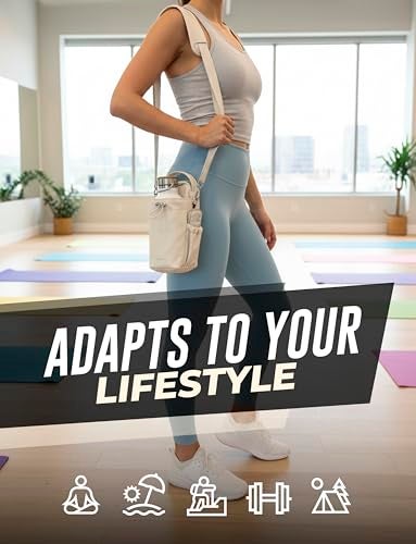 kyrra. Magnetic Gym Bag Beige with Water Bottle Holder Reusable Pouch 2 Bags in 1 Compact Crossbody Small Sports Training Bag Durable Waterproof Fitness Organizer Workout pouch for Men Women Travel - Image 5