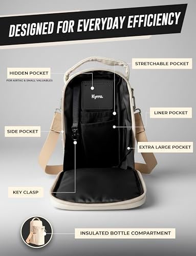 kyrra. Magnetic Gym Bag Beige with Water Bottle Holder Reusable Pouch 2 Bags in 1 Compact Crossbody Small Sports Training Bag Durable Waterproof Fitness Organizer Workout pouch for Men Women Travel - Image 4